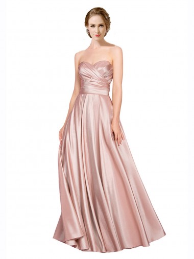 Long Plated Strapless Sweetheat Formal Stretch Satin Bridesmaid Dress / Prom Dress Bristol