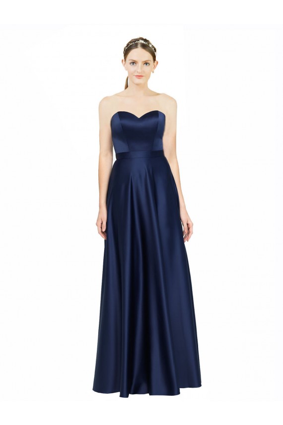 Floor Length Sweetheart Neckline Formal Stretch Satin Bridesmaid Dress with Belt Bristol