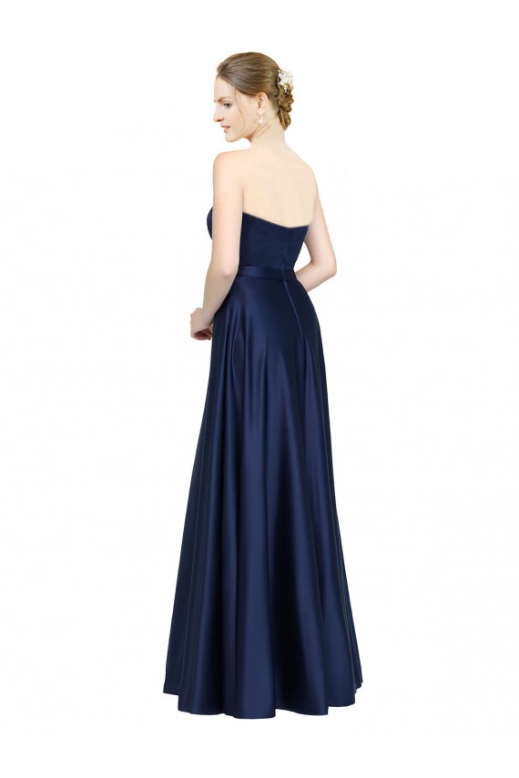 Floor Length Sweetheart Neckline Formal Stretch Satin Bridesmaid Dress with Belt Bristol