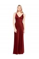 Full Length Long Formal Stretch Satin Slip Bridesmaid Dress / Prom Dress V-Back Bristol