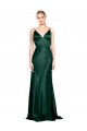 High V-Neck Long Full Length Sheath Formal Stretch Satin Bridesmaid Dress / Prom Dress Bristol