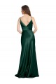 High V-Neck Long Full Length Sheath Formal Stretch Satin Bridesmaid Dress / Prom Dress Bristol