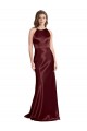 High Neck Halter Long Sleeveless Formal Stretch Satin Bridesmaid Dress / Prom Dress with Strappy Back Bristol