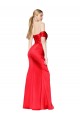 High Neck Off the Shoulder Formal Stretch Satin Bridesmaid Dress / Prom Dress with High Slit Bristol