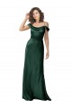 Off the Shoulder Sleeves Long Formal Stretch Satin Bridesmaid Dress / Prom Dress with Pleated Draped Neckline Bristol