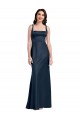 Square Neck A-Line Long Formal Stretch Satin Bridesmaid Dress / Prom Dress with Wide Straps Bristol