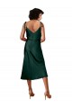 Spaghetti Straps Tie Shoulders Cowl Neck Short Midi Length Formal Stretch Satin Cocktail Bridesmaid Dress / Prom Dress Bristol