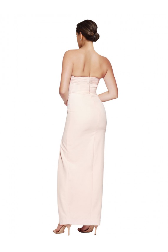 Cowl Neck Strapless Formal Stretch Satin Bridesmaid Dress / Prom Dress with High Split Bristol