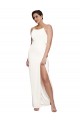 High Neck Formal Stretch Satin Bridesmaid Dress / Prom Dress with Low Back and Side Slit Bristol