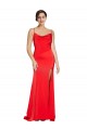 Low Back Cowl Neck Formal Stretch Satin Bridesmaid Dress / Prom Dress with High Side Slit Bristol