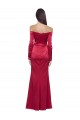 Long Sleeves Off the Shoulder Formal Stretch Satin Bridesmaid Dress / Prom Dress with High Side Split Bristol