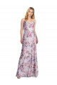 Draped Cowl Neck Long Printed Formal Stretch Satin Bridesmaid Dress Bristol