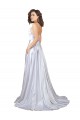 Simple A-Line Corset Style Pleated Long Stretch Satin Beach Wedding Dress with High Slit Bristol