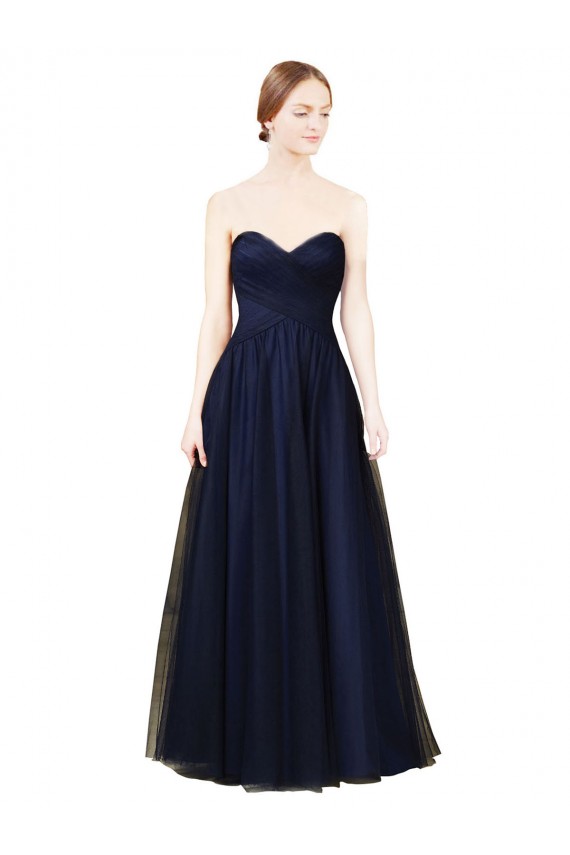 Draped Bodice Sweeheart Long Tulle Bridesmaid Dress Bristol