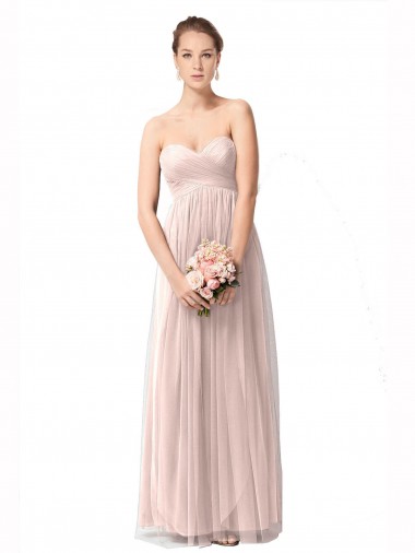 Long Sweetheart Tulle Bridesmaid Dress with Shirred Criss Cross Bodice Bristol