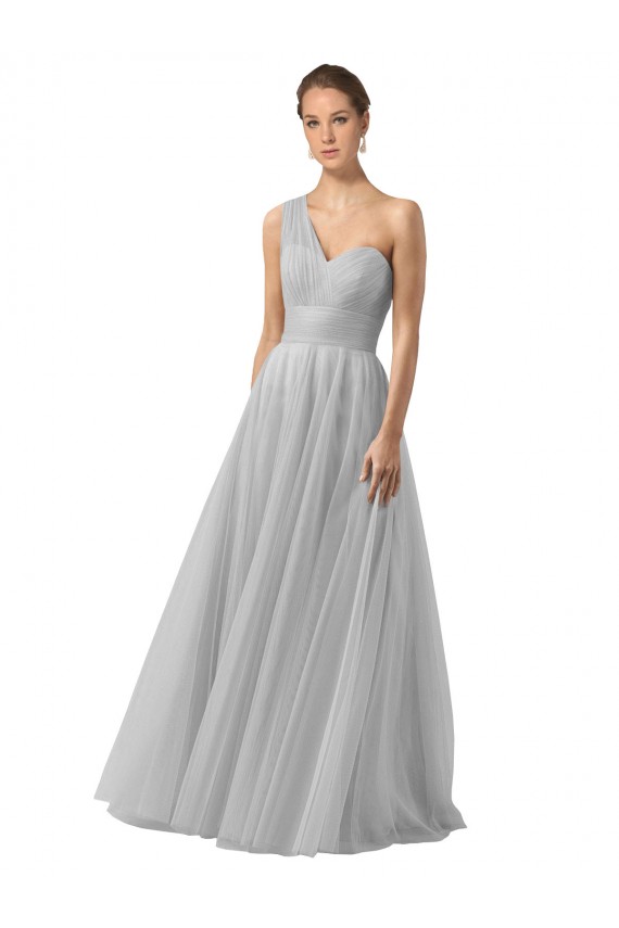 Floor Length Tulle Bridesmaid Dress with Shirred One Shoulder Bodice Bristol