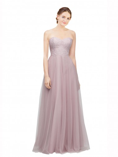 Sweetheart Neckline Long Tulle Bridesmaid Dress with Lace Bodice Bristol