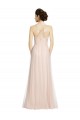 Long Draped Back A-Line Tulle Bridesmaid Dress with Pleated Bodice Bristol
