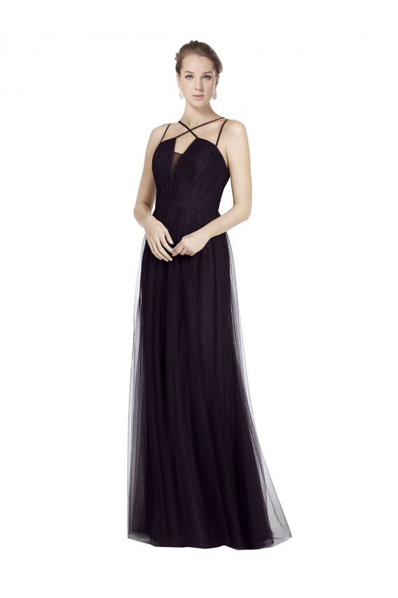 High Neck Long A-Line Tulle Bridesmaid Dress Bristol