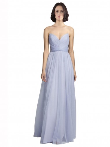Spaghetti Strap Tulle Bridesmaids Dress with Ruched Bodice Bristol