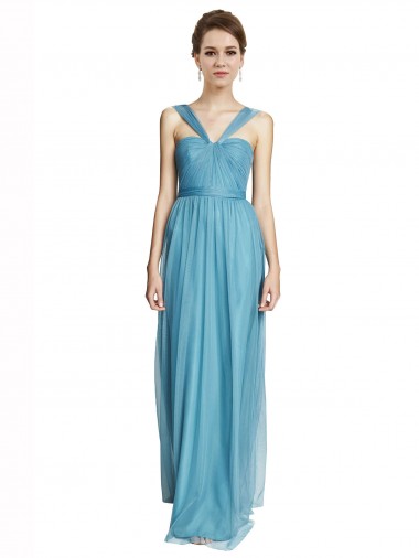 Floor Length Inverted V-Neck Tulle Bridesmaids Dress Bristol