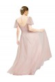 Long V-Neck Flutter Sleeves Tulle Bridesmaid Dress Bristol