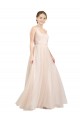 Scooped Neckline Long Tulle Bridesmaid Dress with Open Back Bristol