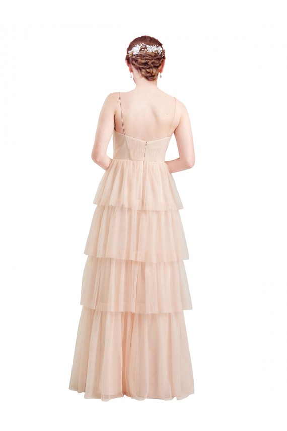 V-Neck A-Line Layered Long Tulle Bridesmaid Dress Bristol