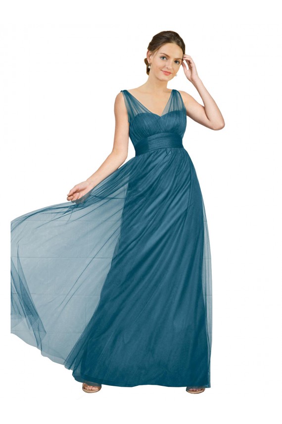 Long V-Neck Soft Tulle Bridesmaid Dress Bristol