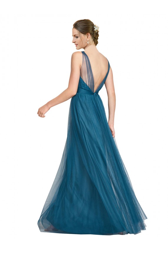 Long V-Neck Soft Tulle Bridesmaid Dress Bristol