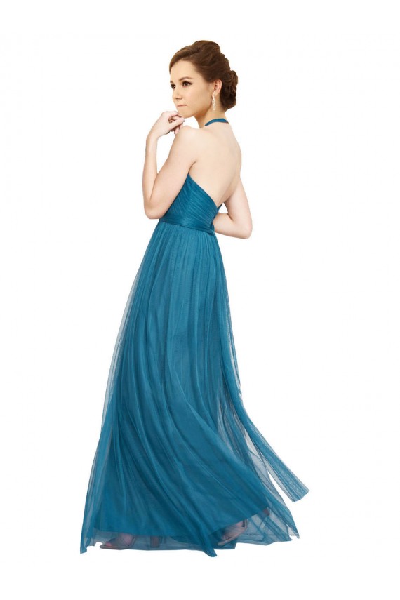 High Neck Halter Pleated A-Line Tulle Bridesmaid Dress Bristol