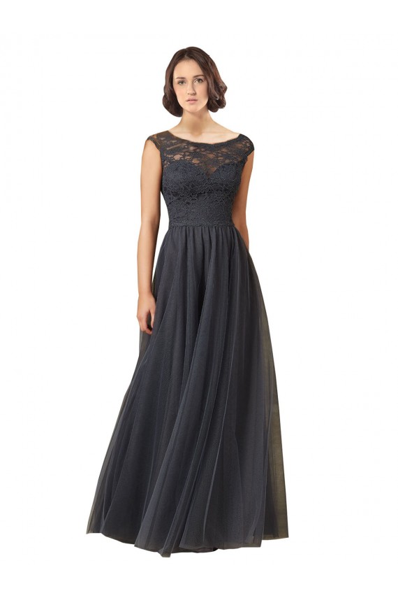 Long Bateau Tulle Bridesmaid Dress with Lace Bodice Bristol