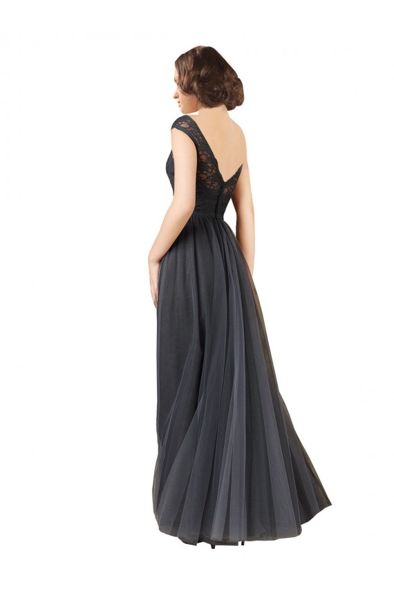 Long Bateau Tulle Bridesmaid Dress with Lace Bodice Bristol