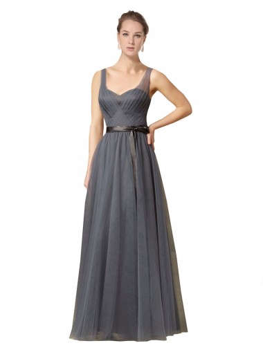 Sweetheart Long Tulle Bridesmaid Dress with Sash Bristol