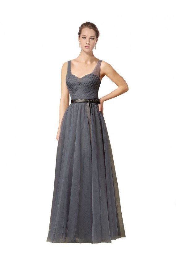 Sweetheart Long Tulle Bridesmaid Dress with Sash Bristol
