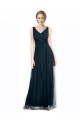 Full Length Long Tulle Bridesmaid Dress with V-Neck Criss-Cross Ruched Top Bristol