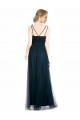 Full Length Long Tulle Bridesmaid Dress with V-Neck Criss-Cross Ruched Top Bristol