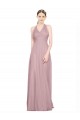 Ruffled Halter V-Neck Long Tulle Bridesmaid Dress with Pleats Bristol