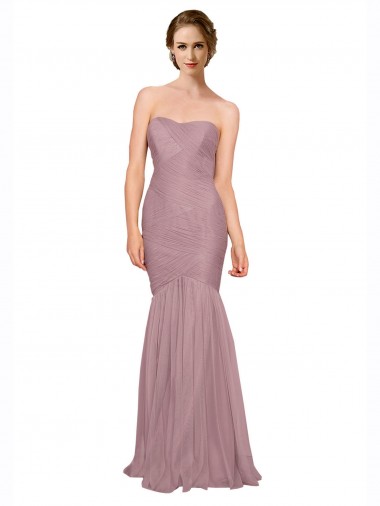 Mermaid Strapless Tulle Bridesmaid Dress with All Over Pleats Bristol