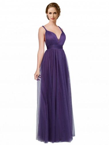 Twisted Straps Sweeheart Long Tulle Bridesmaid Dress Open Back Bristol