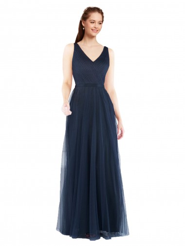 V-Neck Soft and Simple Tulle Bridesmaid Dress Bristol