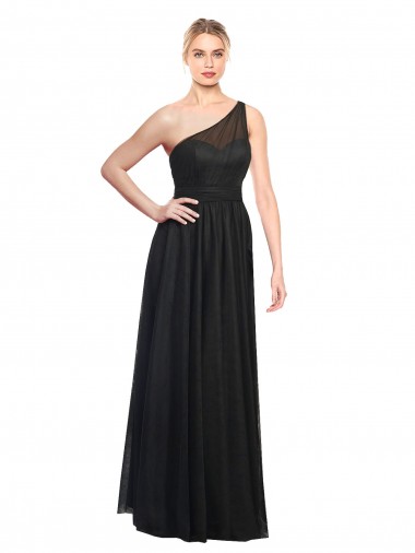 Ruched One Shoulder Tulle A-Line Bridesmaid Dress Bristol