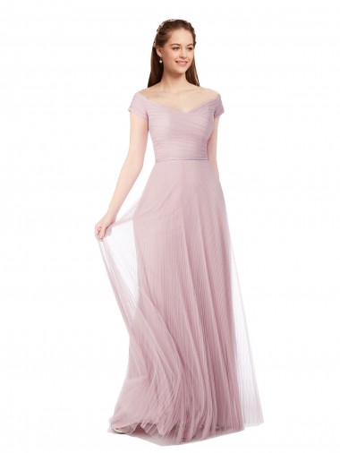 Off the Shoulder Long A-Line Tulle Bridesmaid Dress Bristol