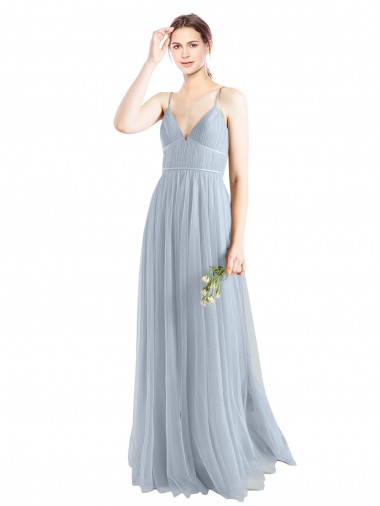 Spaghetti Straps V-Neck Slim A-Line Tulle Bridesmaid Dress Bristol
