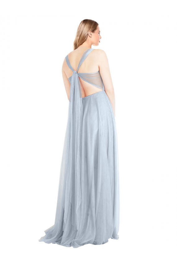 Sweetheart Spaghetti Straps Long Tulle Bridesmaid Dress with Criss Cross Back Bristol