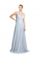 Plunging Deep V-Neck Long Tulle Bridesmaid Dress with V-Back Bristol