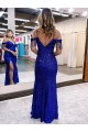 Cold Shoulder Sleeveless Long Floor Length Velvet Sequin Prom Dress with Slit Bristol