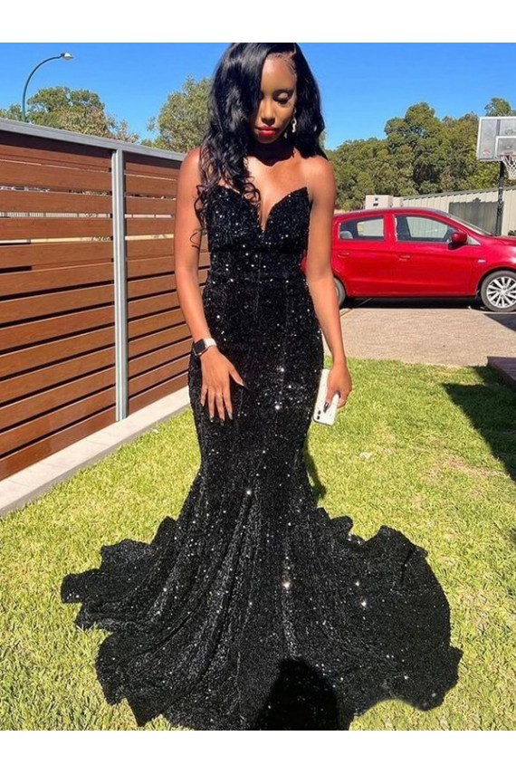 Mermaid Sweetheart Sleeveless Long Floor Length Velvet Sequin Prom Dress Bristol