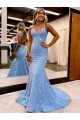 Criss Cross Open Back V-Neck Sleeveless Long Velvet Sequin Prom Dress Bristol