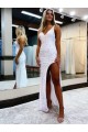 Sleeveless V-Neck Long Floor Length Velvet Sequin Prom Dress with Slit Bristol